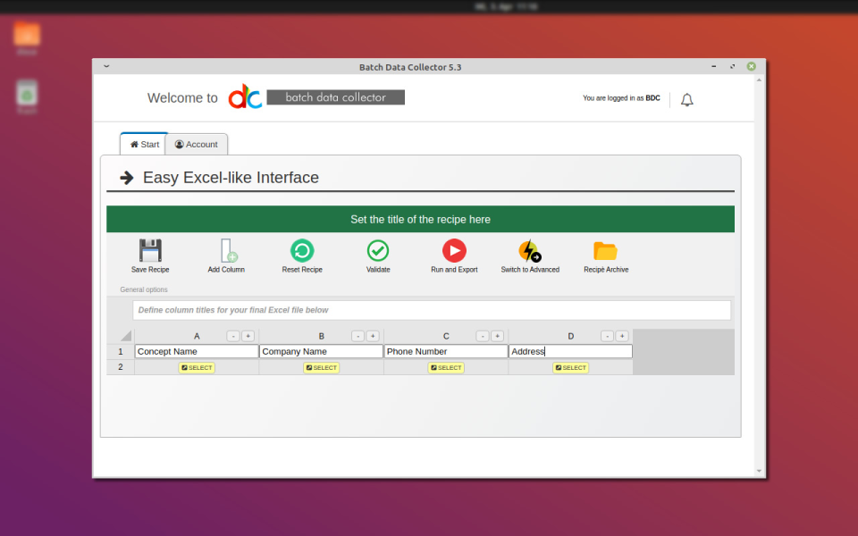 screenshot of Batch Data Collector